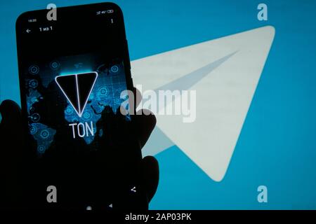 Ton Telegram Open Network sur un écran d'ordinateur, Gram token Banque D'Images