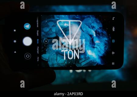 Ton Telegram Open Network sur un écran d'ordinateur, Gram token Banque D'Images