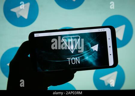 Ton Telegram Open Network sur un écran d'ordinateur, Gram token Banque D'Images