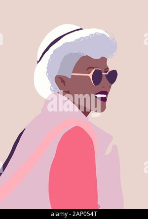 Femme de mode biracial. Portrait illustration de la femme asiatique africaine Banque D'Images