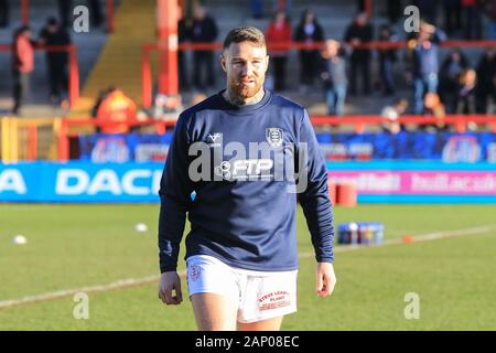 19 janvier 2020, Hull College Craven Park, Kingston Upon Hull, Angleterre ; Rugby League pré saison, Hull Kingston Rovers v Featherstone Rovers : Jamie Ellis de Hull KR en préchauffage Crédit : David Greaves/News Images Banque D'Images