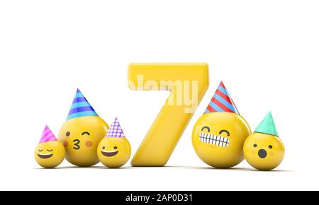 Numéro 7 d'anniversaire emoji célébration. 3D Render Banque D'Images