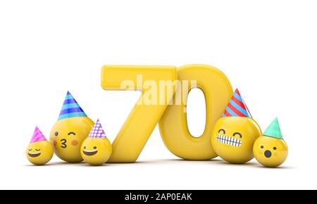 70 Numéro d'anniversaire emoji célébration. 3D Render Banque D'Images