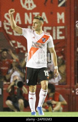 BUENOS AIRES, 19.01.2020 : Rafael Santos Borré célèbre son but lors du match entre l'Independiente et River Plate en Libertadores de América Sta Banque D'Images