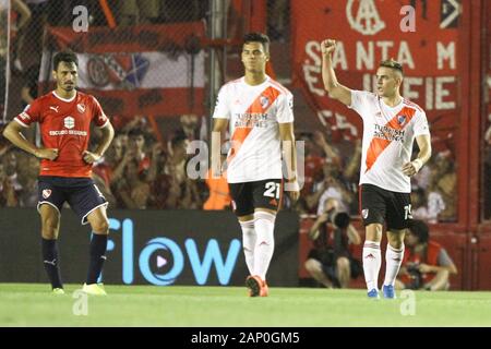 BUENOS AIRES, 19.01.2020 : Rafael Santos Borré célèbre son but lors du match entre l'Independiente et River Plate en Libertadores de América Sta Banque D'Images