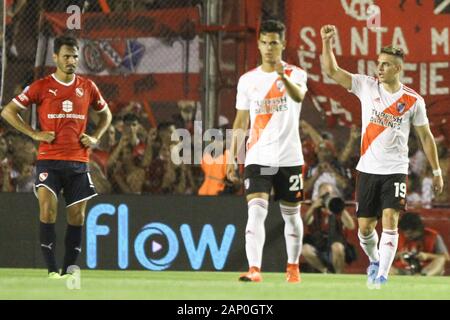 BUENOS AIRES, 19.01.2020 : Rafael Santos Borré célèbre son but lors du match entre l'Independiente et River Plate en Libertadores de América Sta Banque D'Images