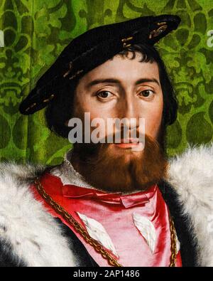 Jean de Dinteville (1504-1555), détail d'Hans Holbein le Jeune portrait peinture, les Ambassadeurs, 1533 Banque D'Images