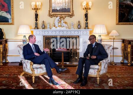 Le duc de Cambridge, et le Président du Rwanda, Paul Kagame, lors d'une audience au Palais de Buckingham, à Londres. Banque D'Images