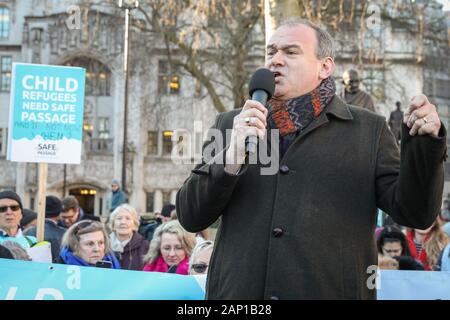 Westminster, Londres, 20e Jan 2020. Ed Davey, chef par intérim du Parti libéral-démocrate, parle. Alfred Dubs, Baron Dubs, par les pairs du travail britannique et homme politique, a déposé un nouvel amendement à la Loi sur l'Immigration pour assurer la protection des enfants réfugiés restent dans le projet de loi sur l'accord de retrait (WAB). L'amendement doit être discuté à la Chambre des Lords avec une chance que le gouvernement pourrait faire face à la défaite sur la question. Credit : Imageplotter/Alamy Live News Banque D'Images