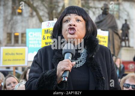 Westminster, Londres, 20e Jan 2020. Diane Abbott, Shadow Home Secretary, homme politique, parle avec passion. Alfred Dubs, Baron Dubs, par les pairs du travail britannique et homme politique, a déposé un nouvel amendement à la Loi sur l'Immigration pour assurer la protection des enfants réfugiés restent dans le projet de loi sur l'accord de retrait (WAB). L'amendement doit être discuté à la Chambre des Lords avec une chance que le gouvernement pourrait faire face à la défaite sur la question. Credit : Imageplotter/Alamy Live News Banque D'Images