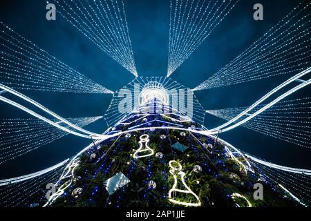 Arbre de Noël de Vilnius Vue de dessous en 2019/2020 Banque D'Images