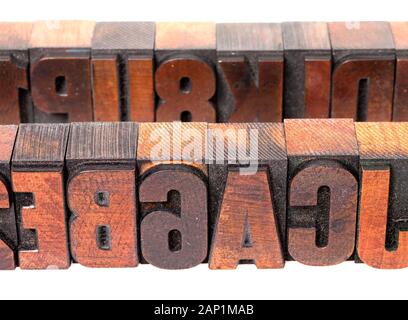 Livre l'impression des lettres en bois Banque D'Images