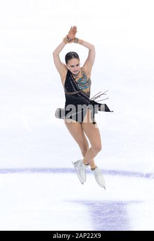 Alina Zagitova de Russie fait concurrence au cours seniors femmes patinage libre à la patinoire Palavela de Turin (Italie) le 7 décembre 2019 Banque D'Images