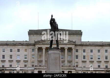 Les édifices du parlement de Stormont sont illustrés à Belfast le 14 janvier 2020. Édifices du Parlement, souvent appelée Stormont en raison de son emplacement dans le Stormont Estate de Belfast, est le siège de l'Assemblée d'Irlande du Nord, l'assemblée législative déléguée pour la région. L'Exécutif ou Gouvernement est situé au château de Stormont. Photo/Paul McErlane (www.paulmcerlane.net) Banque D'Images