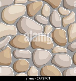 Seamless texture de chaussée de pierre de galets. Modèle de répétition fond mer rochers lisses Banque D'Images