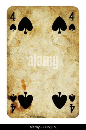 Quatre de pique Vintage playing card - isolated on white (chemin inclus) Banque D'Images