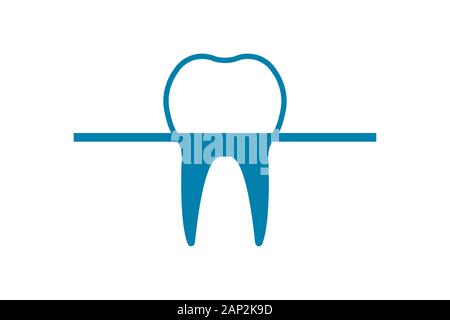 Logo clinique dentaire. Dent dans la forme d'un iceberg dans l'océan. Vector illustration sur un fond blanc. Illustration de Vecteur
