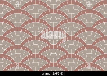 Seamless texture de la rue chaussée. Carreaux cercle Modèle de répétition fond mosaïque radiale Banque D'Images