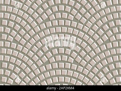 Seamless texture beige radial de chaussées. Répéter motif de cercles de cobble stone background Banque D'Images