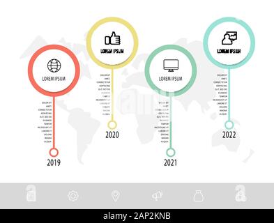 Modèle vectoriel infographie. cercle Concept d'affaires avec 4 options et pièces. Quatre étapes pour le contenu, organigramme, timeline, les niveaux Illustration de Vecteur