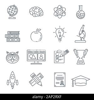 L'éducation en ligne lignes fines Web Icon Set Illustration de Vecteur
