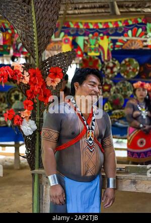 Dans le village indigène Embera Parc National Frais, Panama Banque D'Images