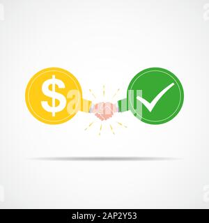 Symbole de la poignée de main entre argent et de coche. Vector illustration. Le concept d'un contrat ou d'accord. Illustration de Vecteur
