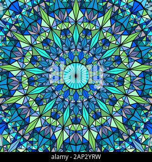 Tour polygonale dynamique mosaïque motif mandala background - hypnotic résumé vecteur conception circulaire de tuiles triangle Illustration de Vecteur