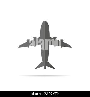 L'icône avion isolé sur fond clair. Vector illustration. Dans airplanesign gris modèle plat Illustration de Vecteur