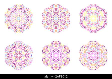 Ronde ornée du logo mandala botanique set - circulaire géométrique des éléments graphiques vectoriels Illustration de Vecteur