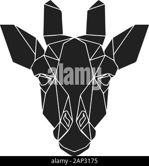La tête de girafe géométrique noir. Abstract animal polygonale de l'Afrique. Vector illustration. Illustration de Vecteur