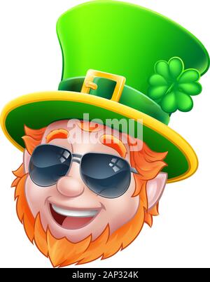 Lunettes Cool Leprechaun St Patricks Day Cartoon Illustration de Vecteur