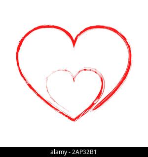 Abstract hand drawn coeurs. Vector illustration. Icône de cœur rouge. Le coeur comme un symbole de l'amour. Illustration de Vecteur
