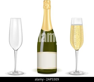 Avec deux verres de champagne Illustration de Vecteur