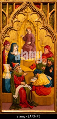Le vieux Jésus de douze ans dans le Temple. C. 1445. Peinture sur sapin. Par le maître du château de Lichtenstein. Banque D'Images