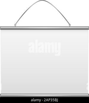 Roll up banner. Le papier blanc accroché au mur Illustration de Vecteur