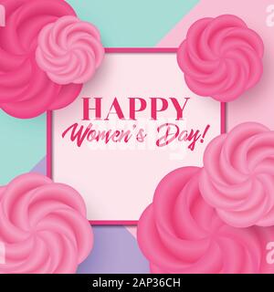 Womens day Greeting card vector avec des fleurs Illustration de Vecteur