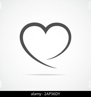 Résumé de contour de forme coeur. Vector illustration. Dans l'icône de cœur gris style plat. Le coeur comme un symbole de l'amour. Illustration de Vecteur