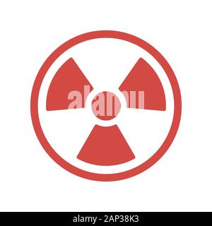 Dans l'icône de rayonnement Danger modèle plat. Vector illustration. Symbole du rayonnement rouge isolé sur fond blanc. Illustration de Vecteur