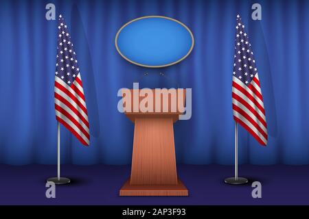 Podium Tribune Avec Microphone White House Illustration de Vecteur