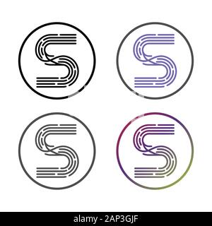 Ligne S Lettre des maquettes initiales, logo monogramme élégant pour carte de hipster S'emblème. Illustration de Vecteur