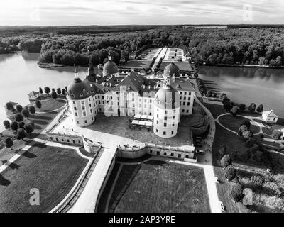 Château de Moritzburg en Saxe - vue aérienne. Banque D'Images