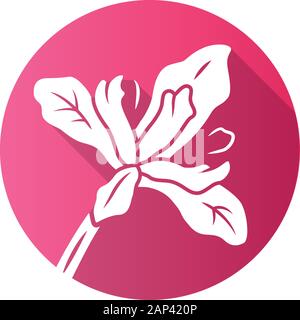 Iris Douglas plant design plat rose ombre portée de l'icône de glyphe. Californie wildflower en fleurs. Fleur de jardin, les mauvaises herbes. Iris douglasiana. Fleur de printemps. Vec Illustration de Vecteur