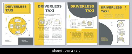 Modèle de brochure taxi sans conducteur modèle. Robo-cab service. Flyer, brochure, dépliant print design linéaire avec illustrations. La mise en page de vecteur pour ma Illustration de Vecteur