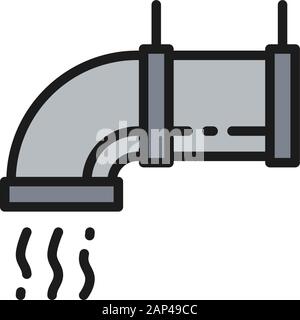 Tuyau de purge de ventilation, raccord de tuyau, icône de ligne de couleur plate de climatisation. Illustration de Vecteur