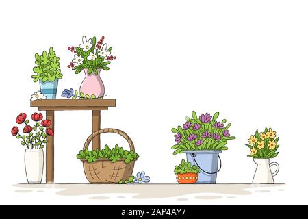 Collection de quelques fleurs. Hand drawn vector illustration avec des calques distincts. Illustration de Vecteur