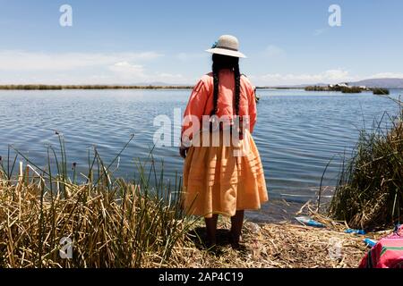 Costumes typiques dans Amantani sur le lac Titicaca Banque D'Images