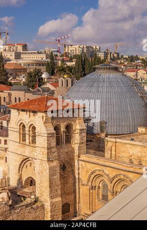 Vue aérienne de l'Église du Saint-Sépulcre à Jérusalem Banque D'Images