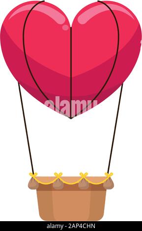 Montgolfière en forme de cœur, un design coloré Illustration de Vecteur