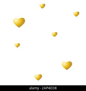 Coeurs d'or sur un fond blanc. Illustration de Vecteur